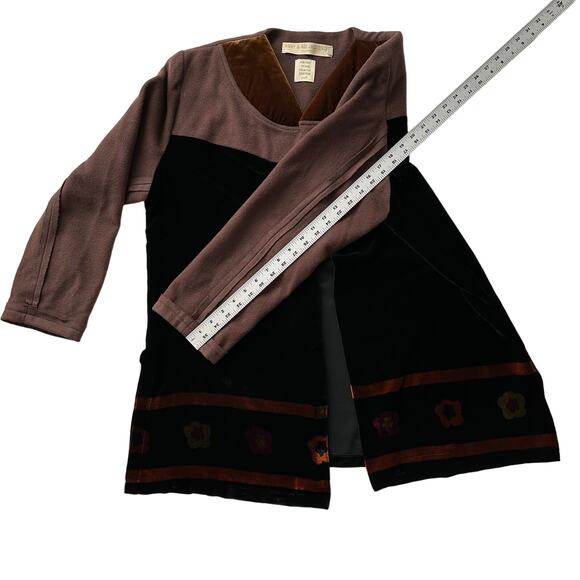 Anny & Adi Jacobson Art to Wear Velvet Felt Painted Open Jacket Padded Collar L - Picture 7 of 7